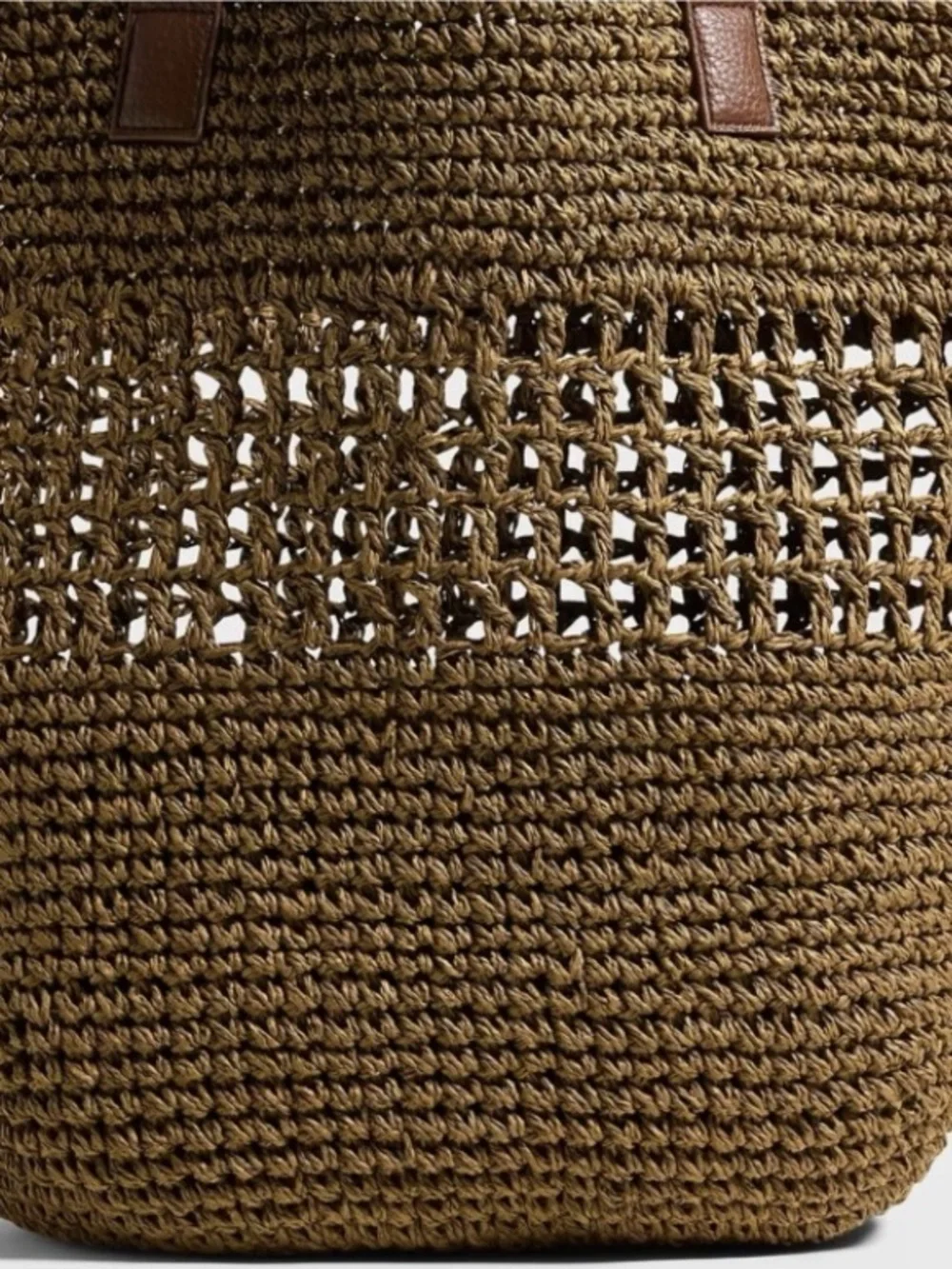 Banana Republic Olive Woven Tote with Brown Straps